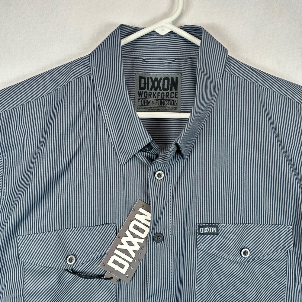 Dixxon Workforce Mens 2XL Short Sleeve Pinstripe Work Shirt Gray WFS-NGS-2X NWT